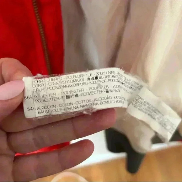 Zara Man Denim Couture Men’s Red Bomber Baseball Full Zip Jacket Size XL - Picture 7 of 8